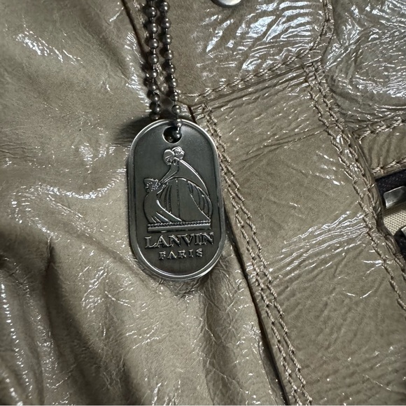 Lanvin Patent Taupe Carry All Handbag with Silver Hardware - Picture 3 of 16